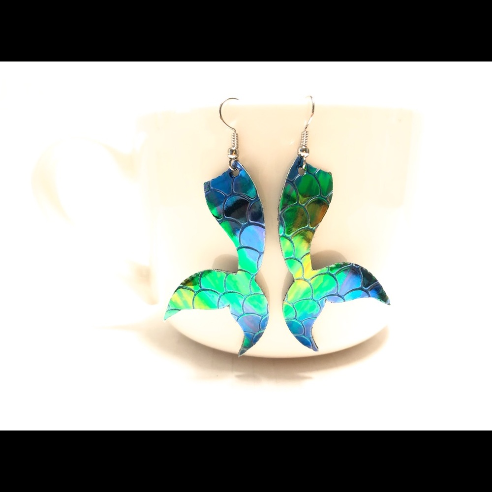 Mermaid tails faux leather earrings